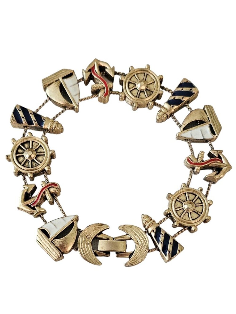 Nautical Lighthouse Anchor Sailboat Slider Charm Bracelet L366